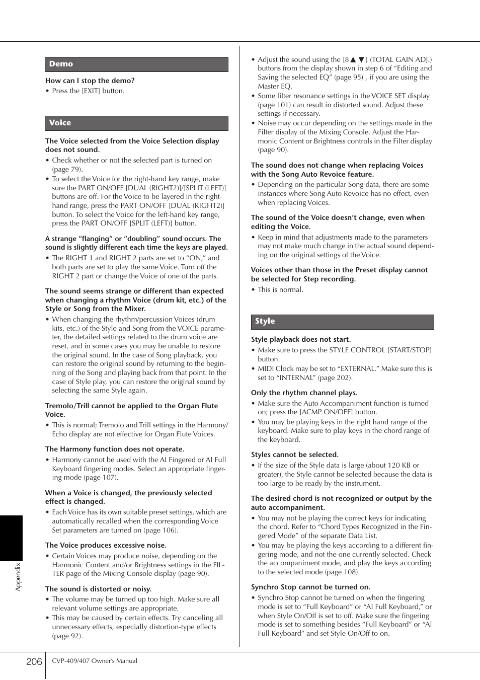 Yamaha CVP-409 User Manual | Page 206 / 226