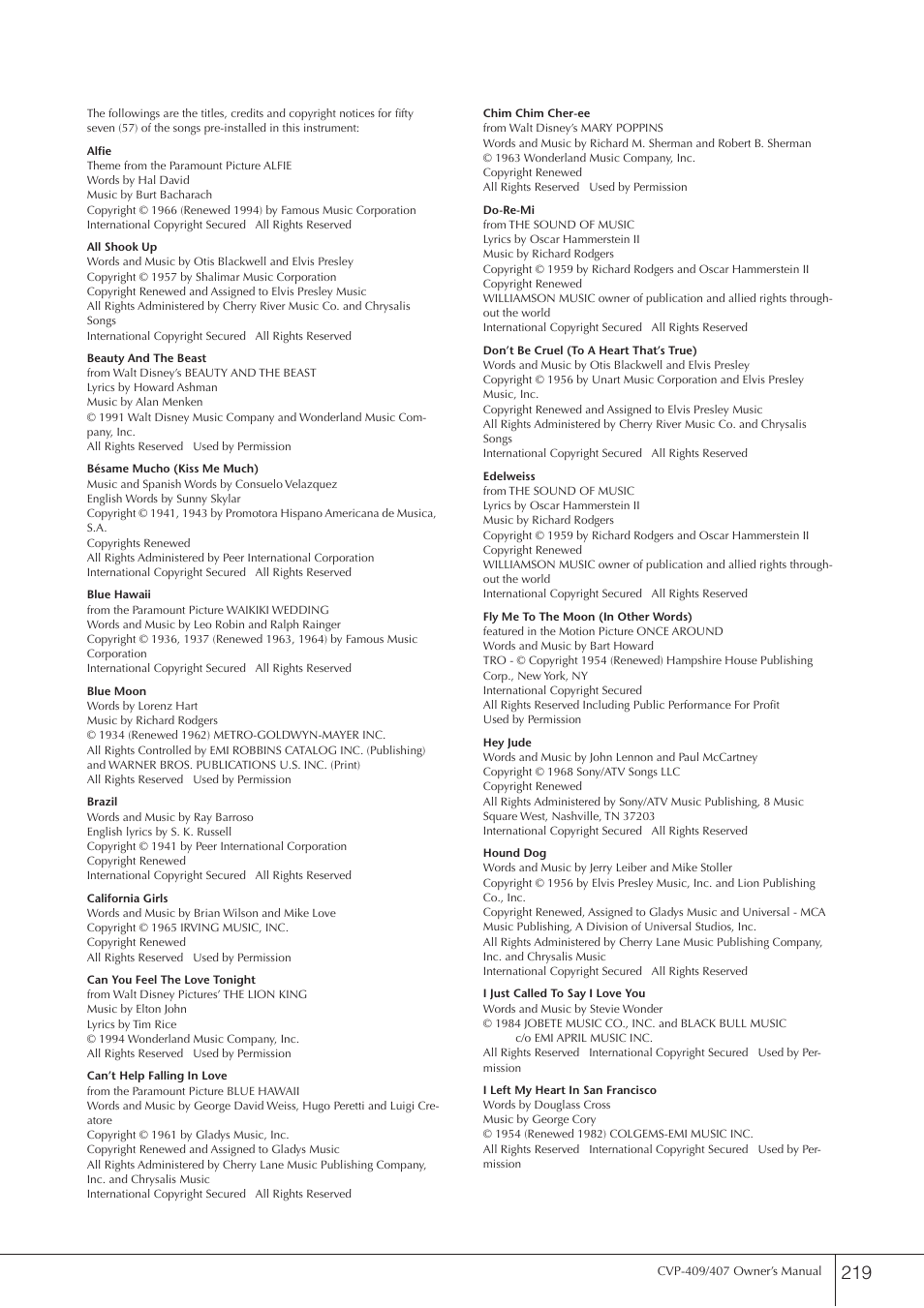 Yamaha CVP-409 User Manual | Page 219 / 226