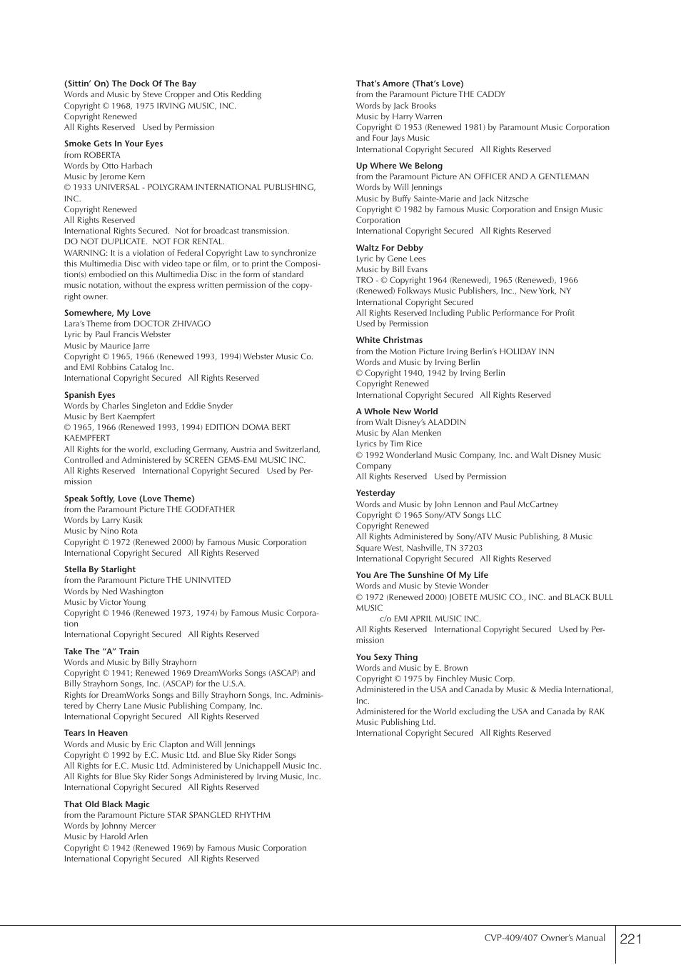 Yamaha CVP-409 User Manual | Page 221 / 226