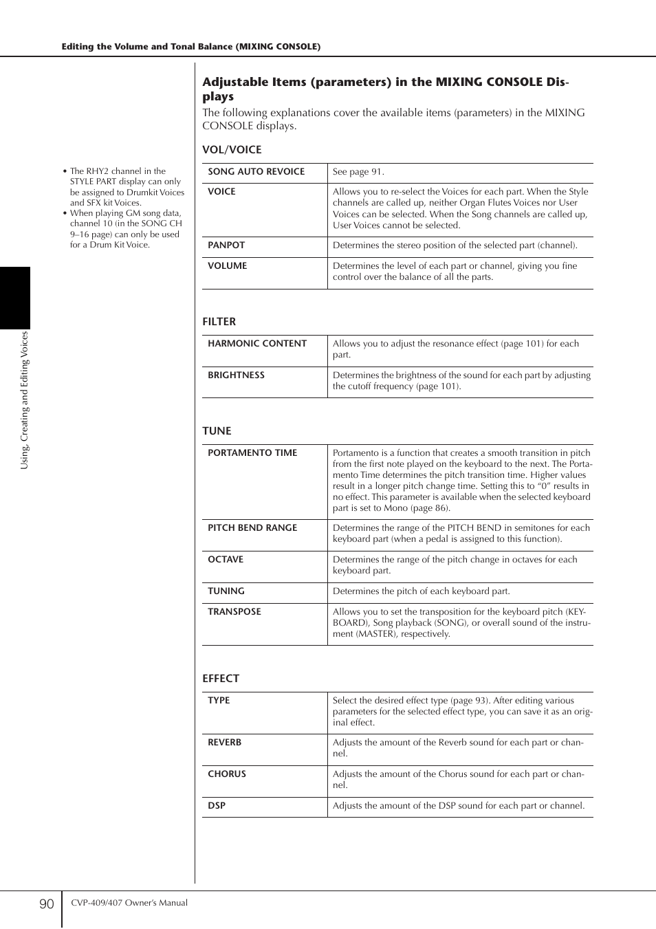 Yamaha CVP-409 User Manual | Page 90 / 226