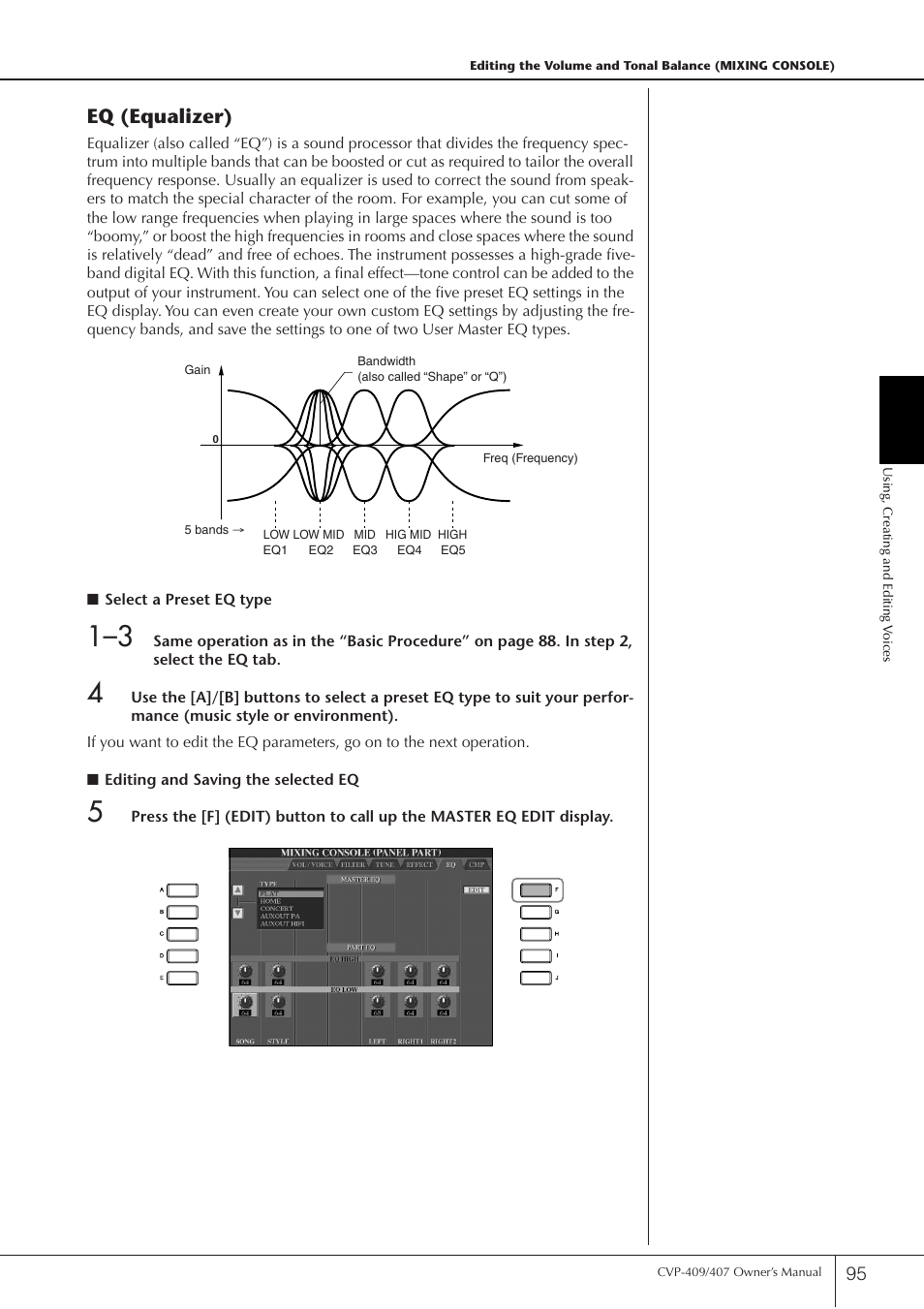 Eq (equalizer) | Yamaha CVP-409 User Manual | Page 95 / 226