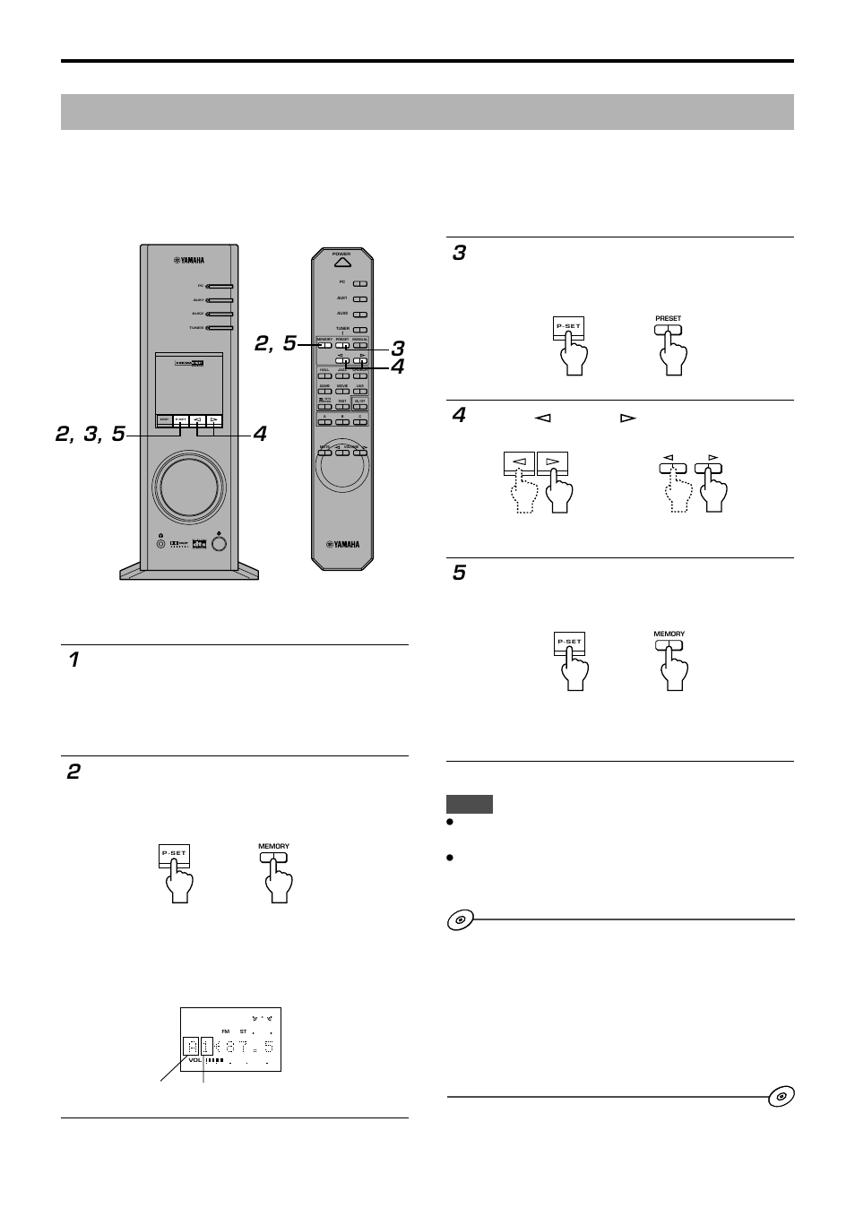 Using the presets, Storing stations manually, Preset number preset group | Yamaha RP-U200 User Manual | Page 20 / 57