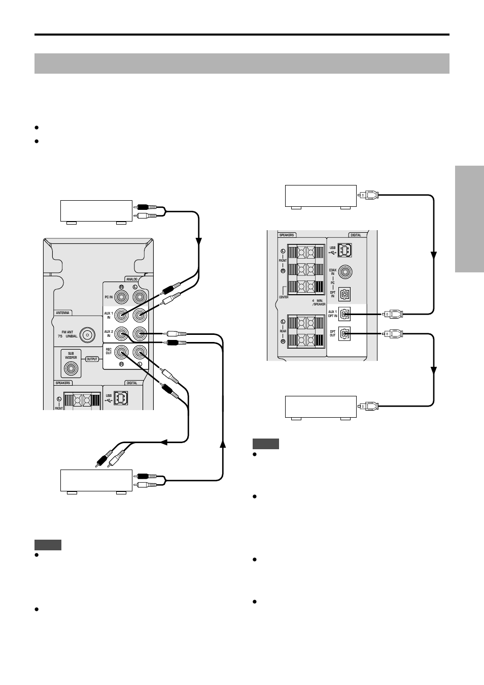 Connecting audio equipment, Audio connections, Digital connections | Connections | Yamaha RP-U200 User Manual | Page 43 / 57