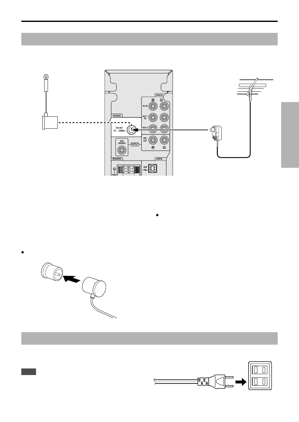 Connecting an fm antenna, Plugging in this unit, Connections | Yamaha RP-U200 User Manual | Page 47 / 57