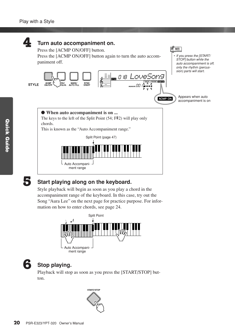 Lovesong | Yamaha YPT-320  EN User Manual | Page 20 / 80