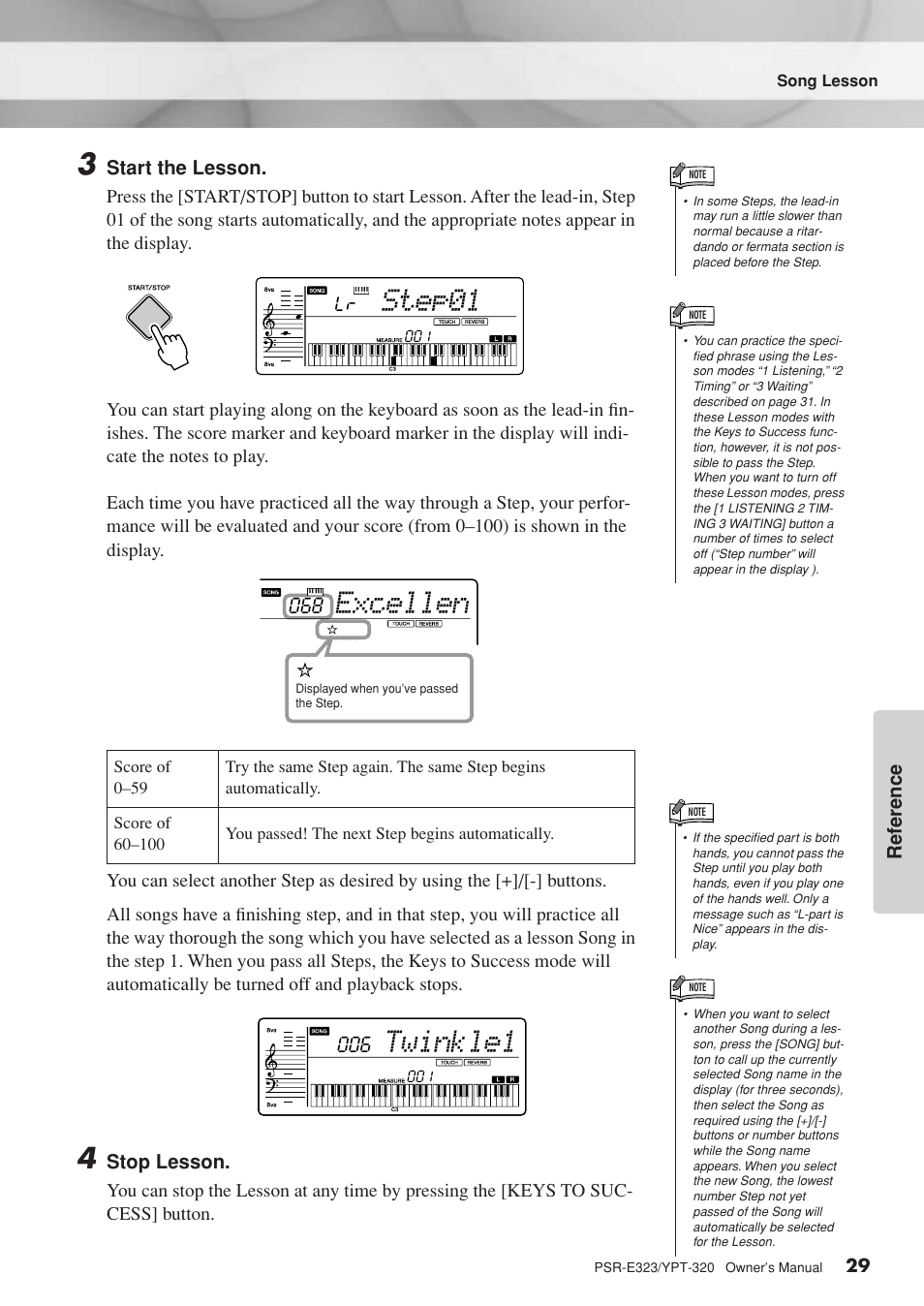 Step01, Excellen, Twinkle1 | Yamaha YPT-320  EN User Manual | Page 29 / 80