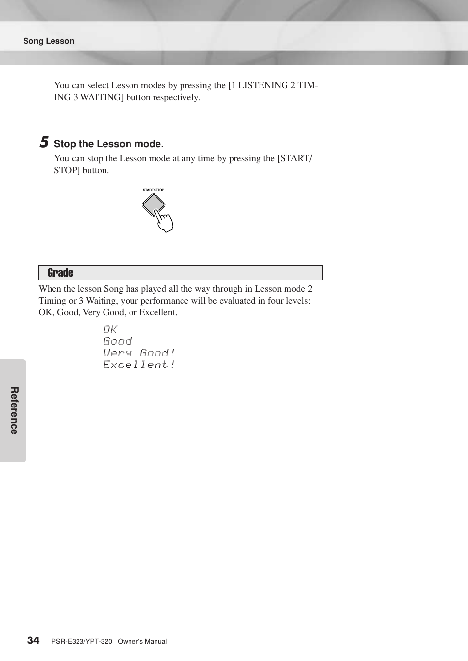 Grade | Yamaha YPT-320  EN User Manual | Page 34 / 80