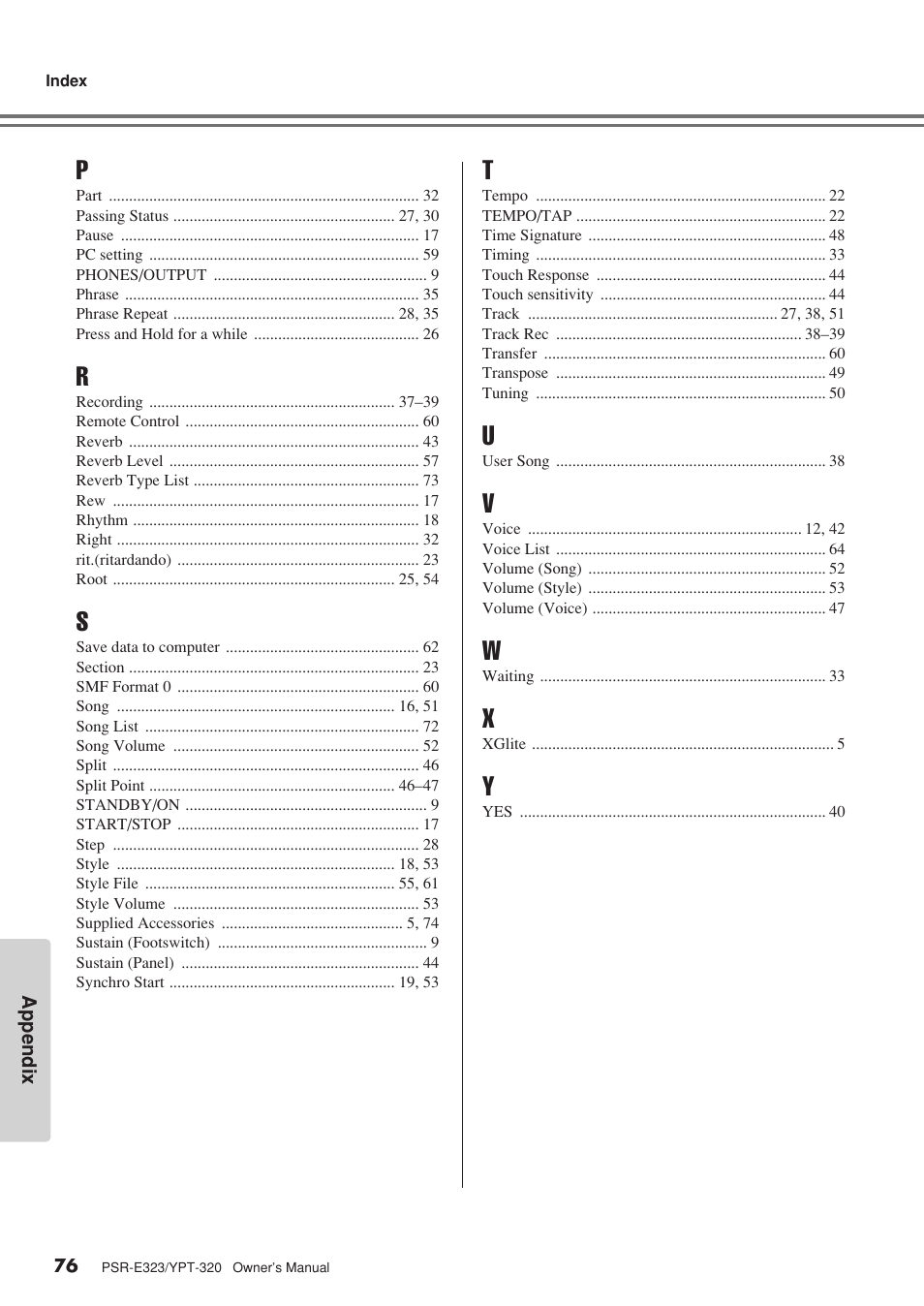 Yamaha YPT-320  EN User Manual | Page 76 / 80