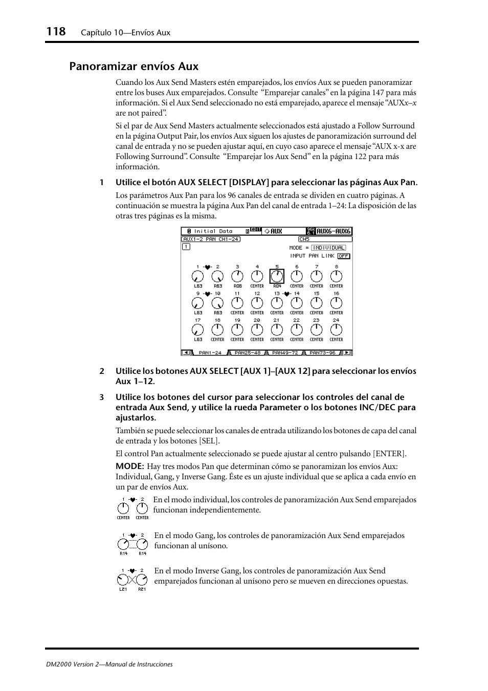 Panoramizar envíos aux | Yamaha DM 2000 User Manual | Page 118 / 410