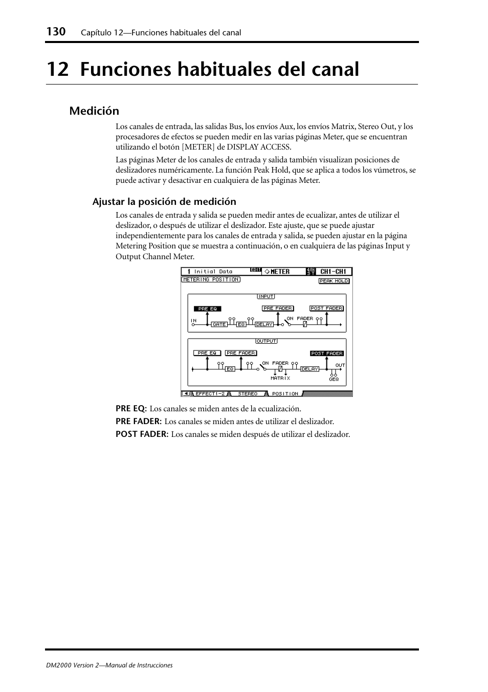 12 funciones habituales del canal, Medición | Yamaha DM 2000 User Manual | Page 130 / 410