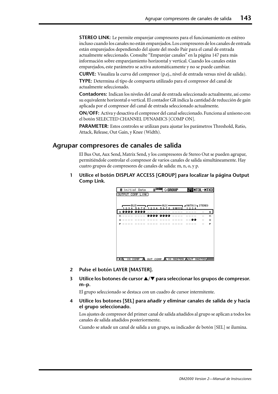 Agrupar compresores de canales de salida | Yamaha DM 2000 User Manual | Page 143 / 410