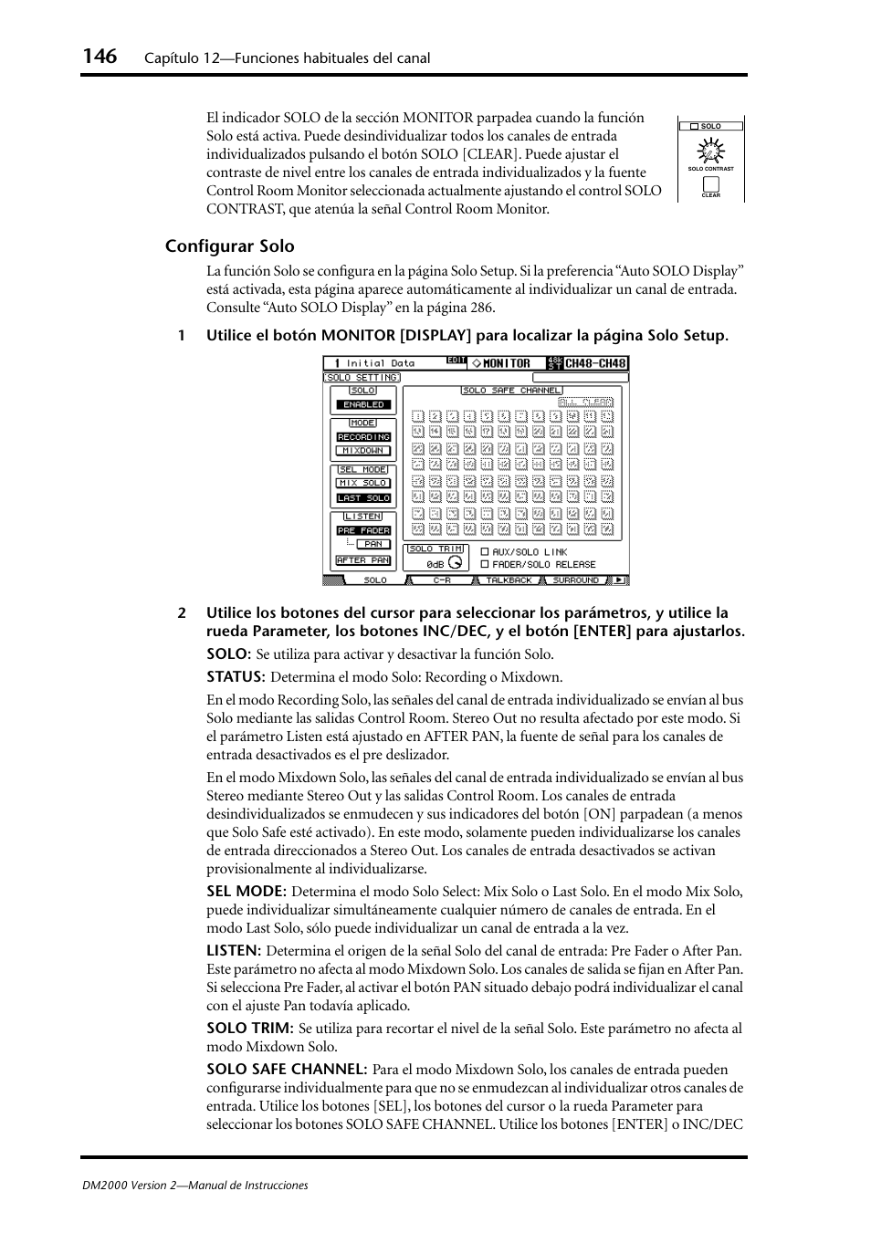 Configurar solo | Yamaha DM 2000 User Manual | Page 146 / 410