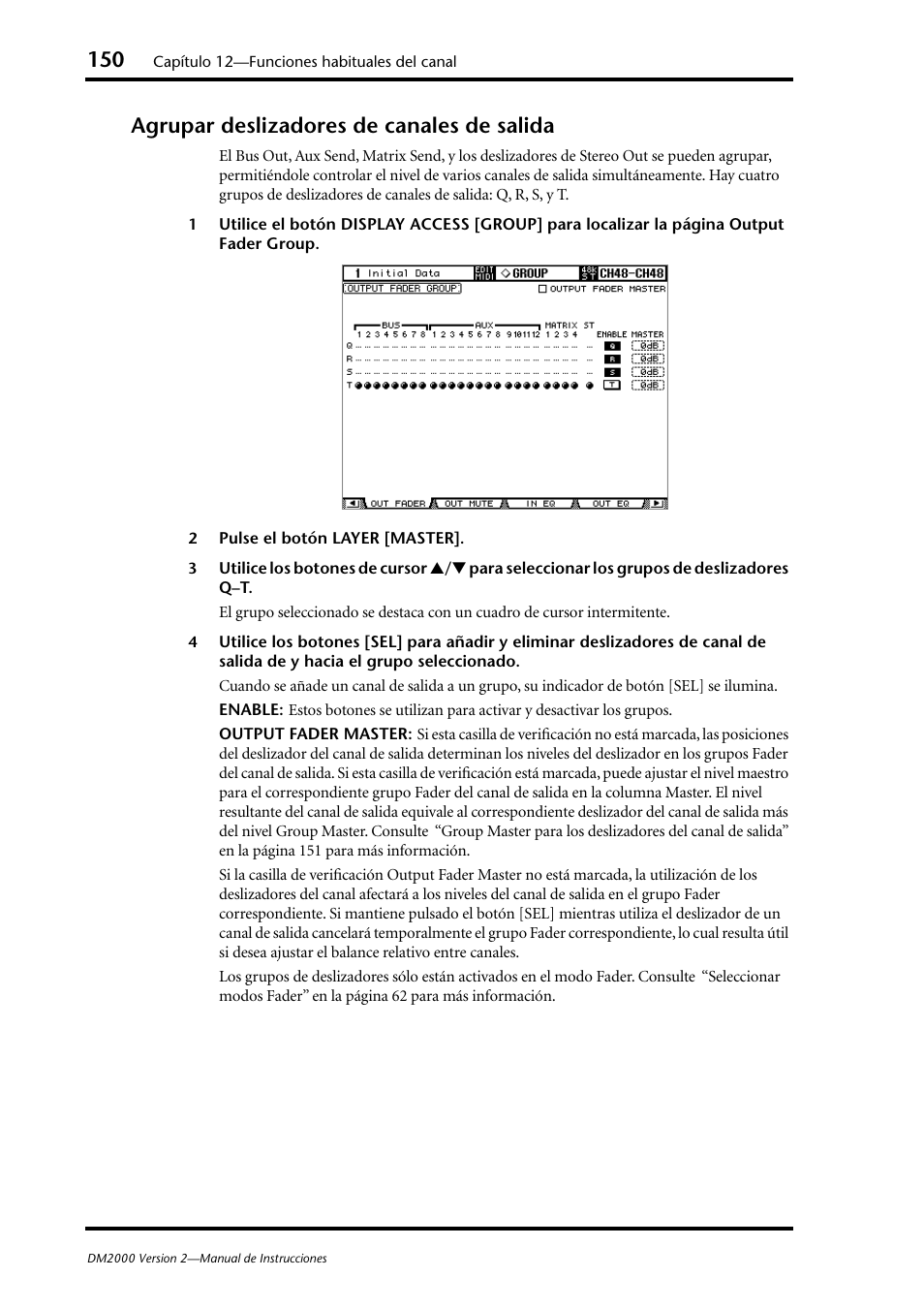 Agrupar deslizadores de canales de salida | Yamaha DM 2000 User Manual | Page 150 / 410