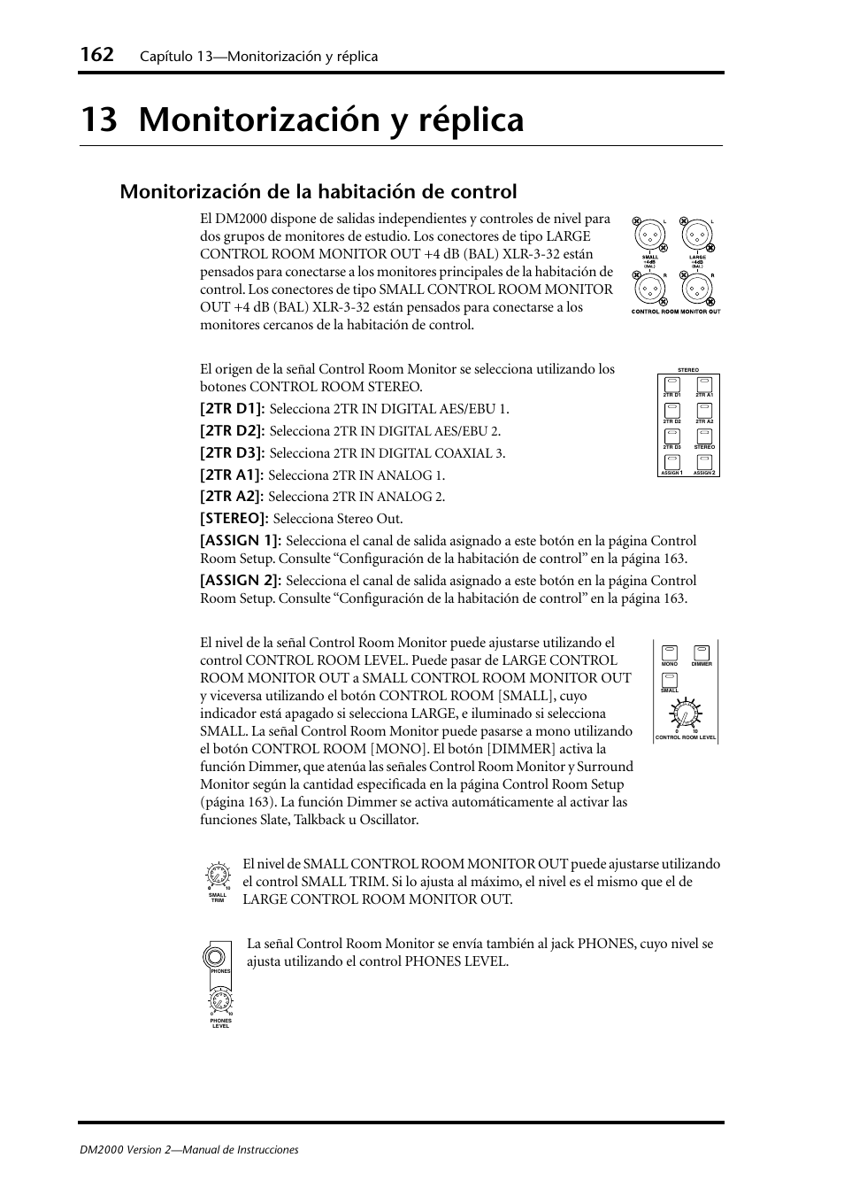 13 monitorización y réplica, Monitorización de la habitación de control, Capítulo 13—monitorización y réplica | Yamaha DM 2000 User Manual | Page 162 / 410