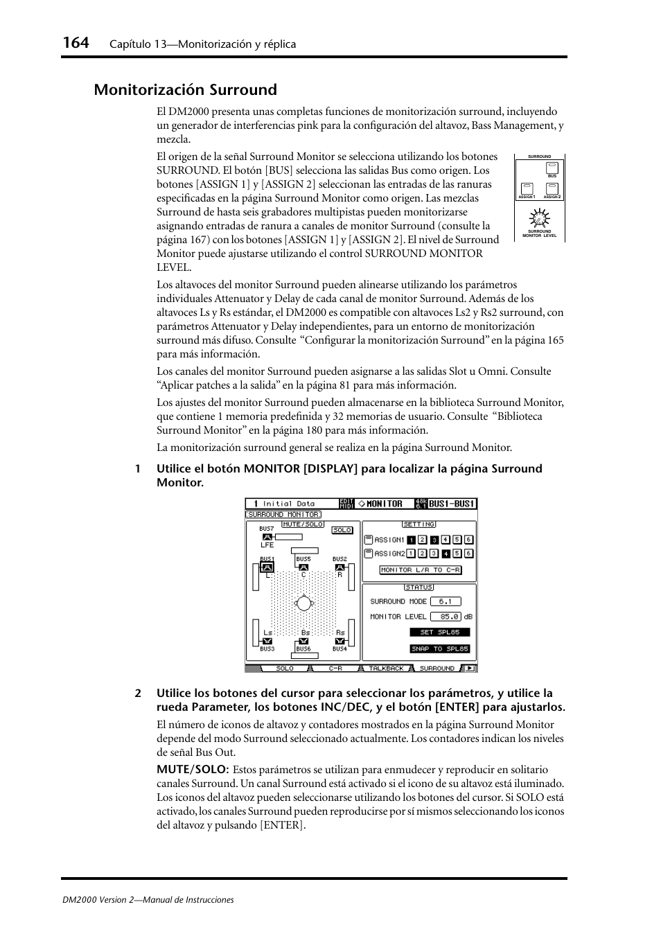 Monitorización surround | Yamaha DM 2000 User Manual | Page 164 / 410