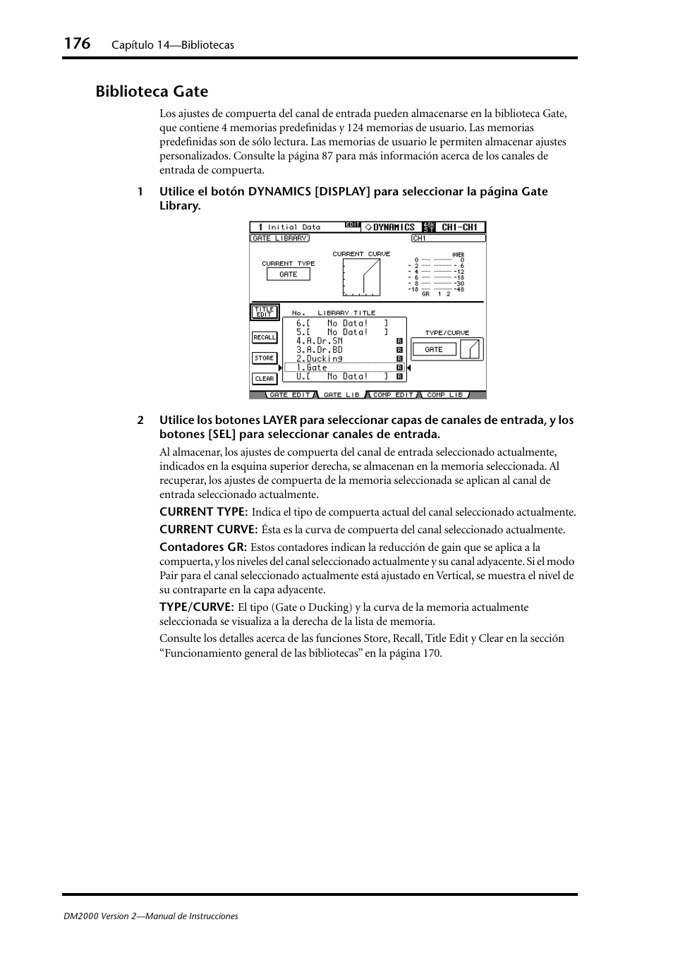 Biblioteca gate | Yamaha DM 2000 User Manual | Page 176 / 410
