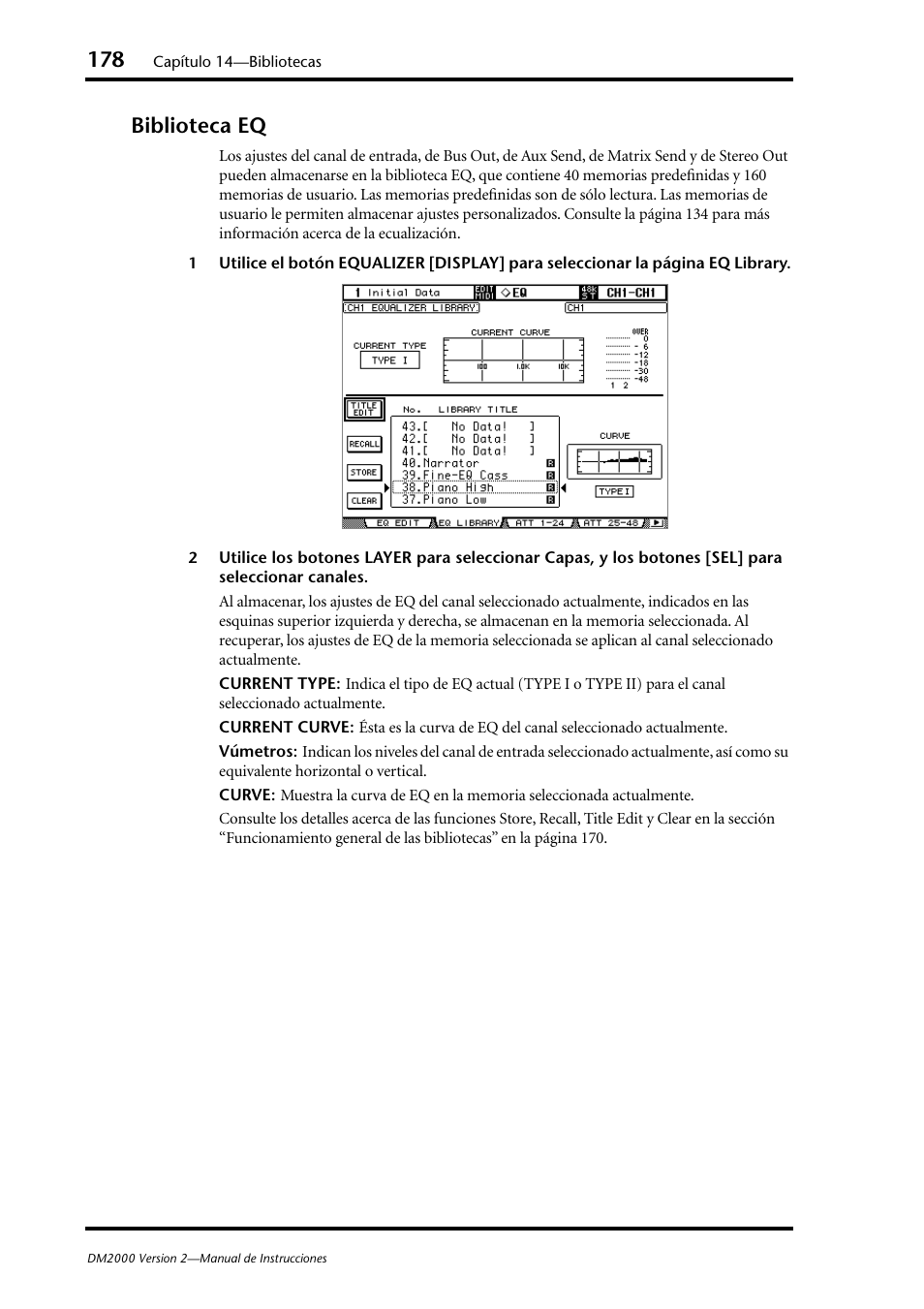 Biblioteca eq | Yamaha DM 2000 User Manual | Page 178 / 410