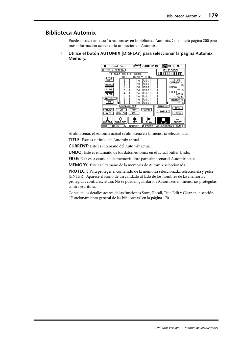 Biblioteca automix | Yamaha DM 2000 User Manual | Page 179 / 410