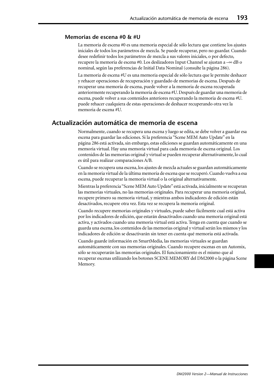 Actualización automática de memoria de escena | Yamaha DM 2000 User Manual | Page 193 / 410