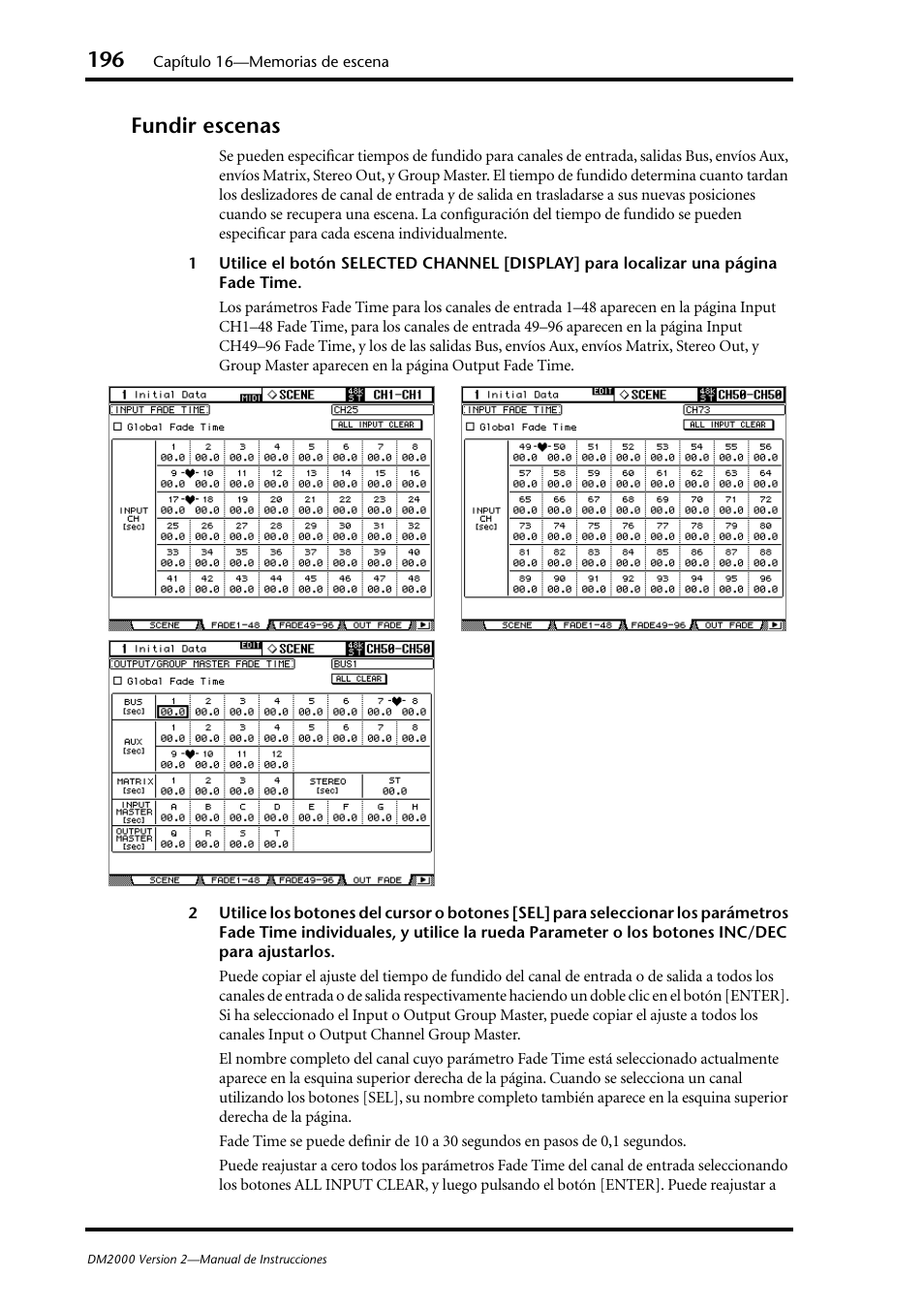 Fundir escenas | Yamaha DM 2000 User Manual | Page 196 / 410