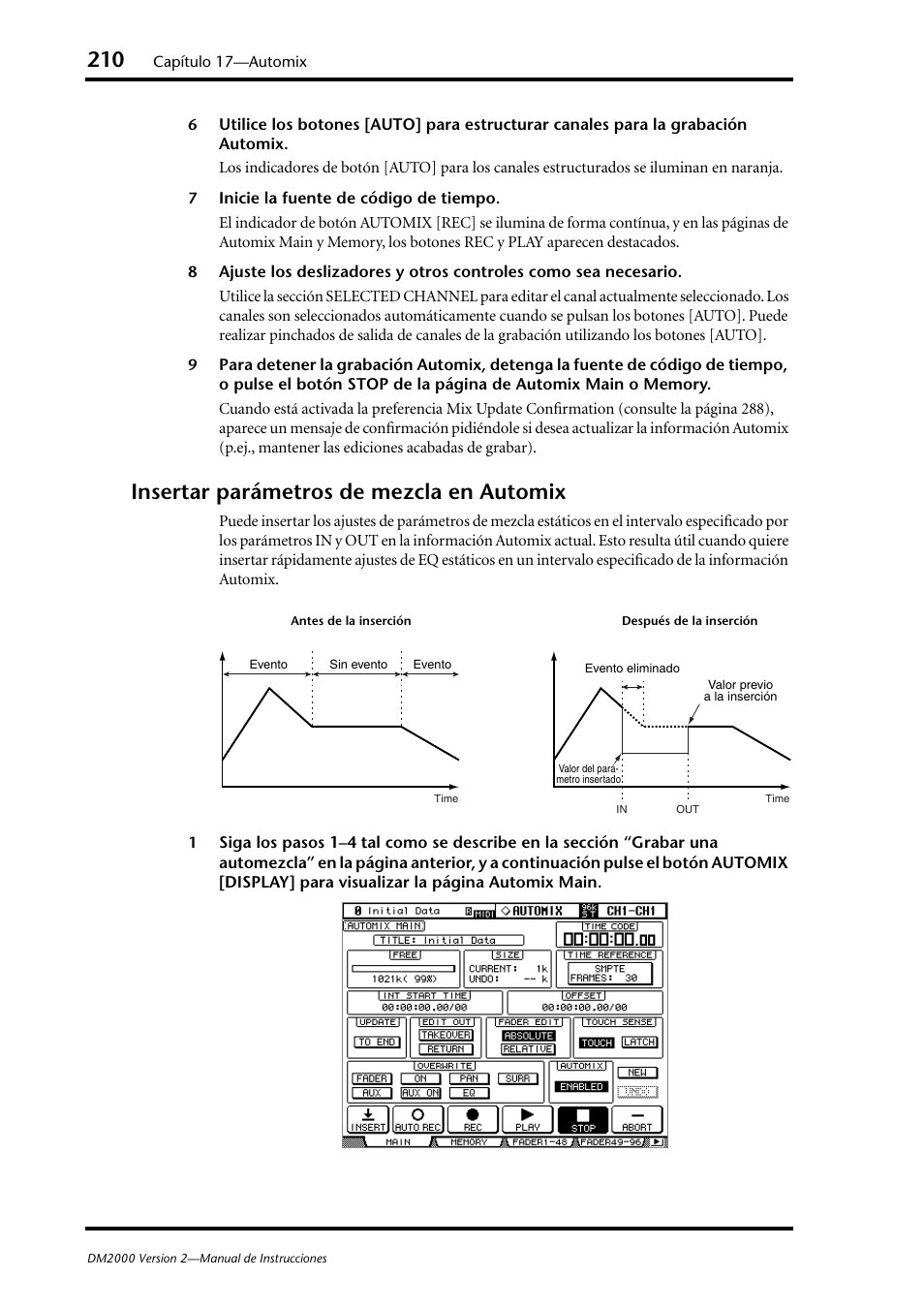 Insertar parámetros de mezcla en automix | Yamaha DM 2000 User Manual | Page 210 / 410