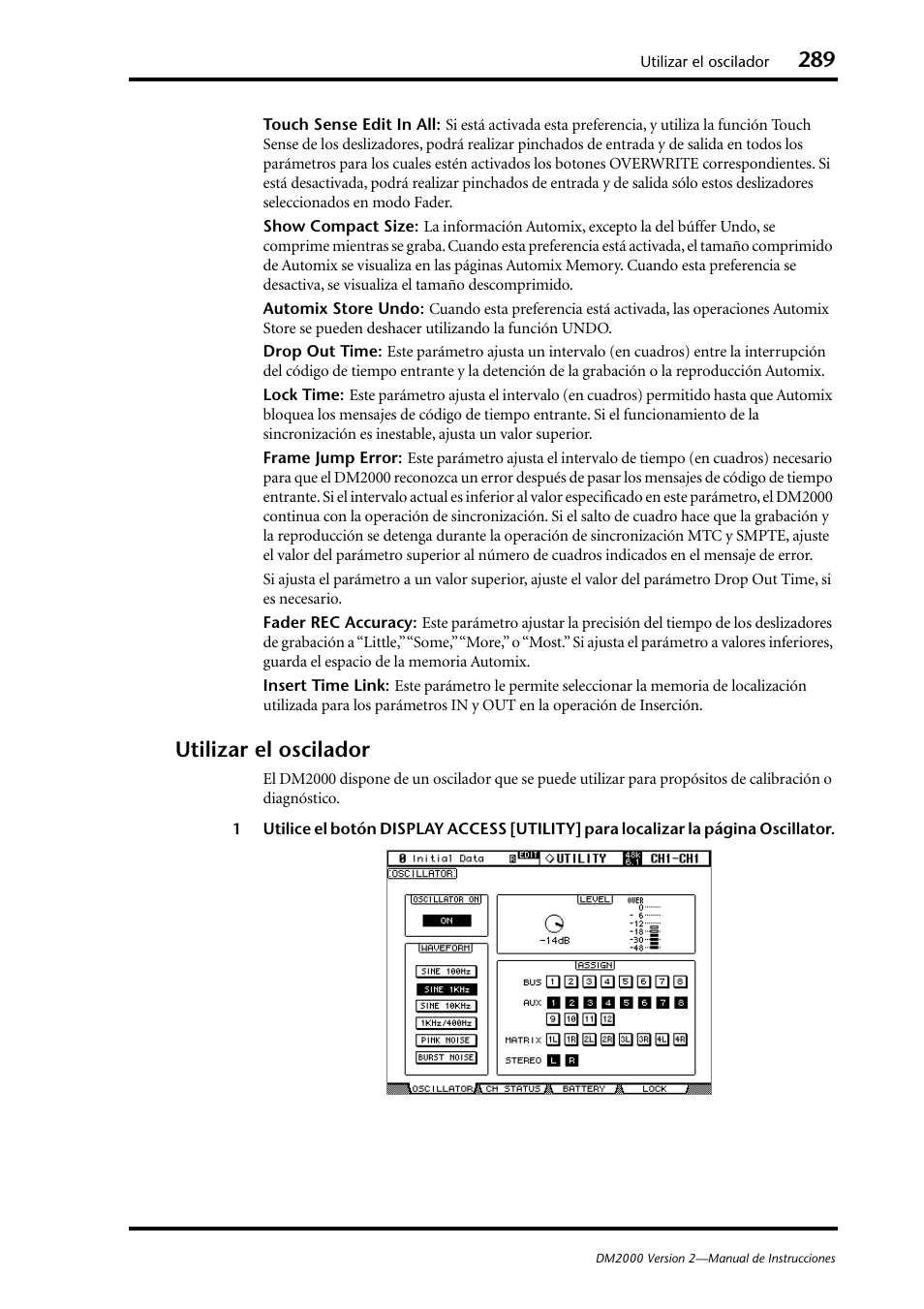 Utilizar el oscilador | Yamaha DM 2000 User Manual | Page 289 / 410