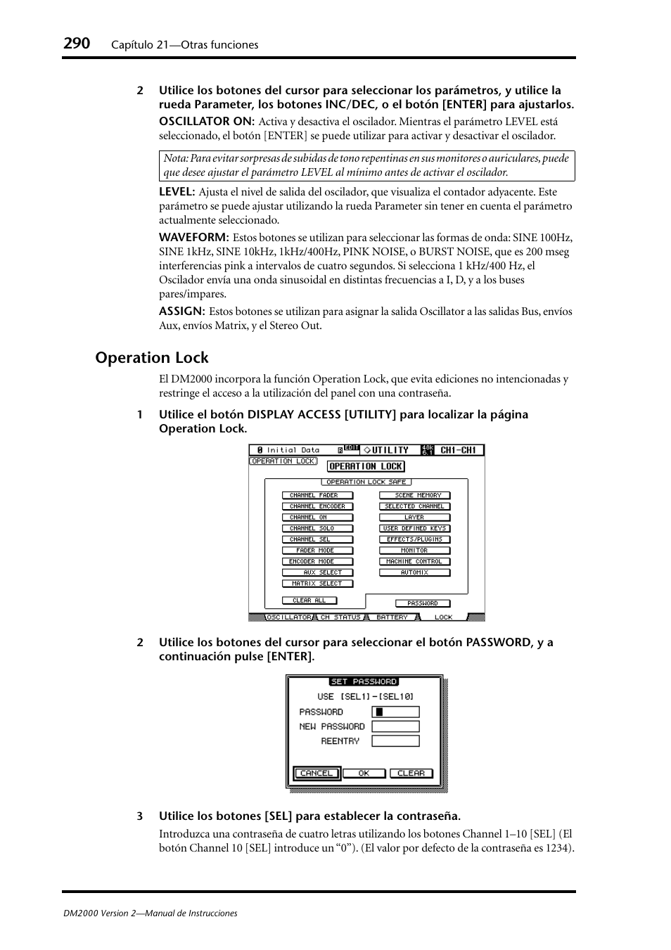 Operation lock | Yamaha DM 2000 User Manual | Page 290 / 410