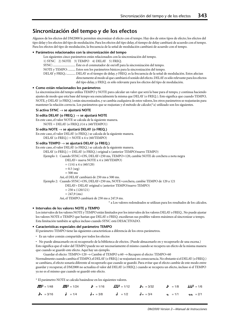Sincronización del tempo y de los efectos | Yamaha DM 2000 User Manual | Page 343 / 410