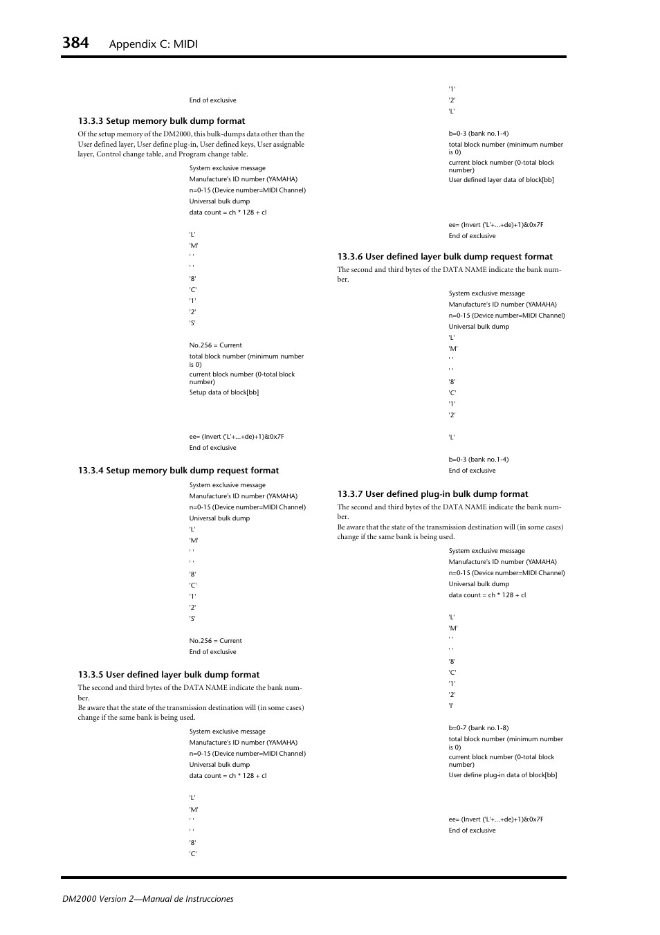 Appendix c: midi | Yamaha DM 2000 User Manual | Page 384 / 410