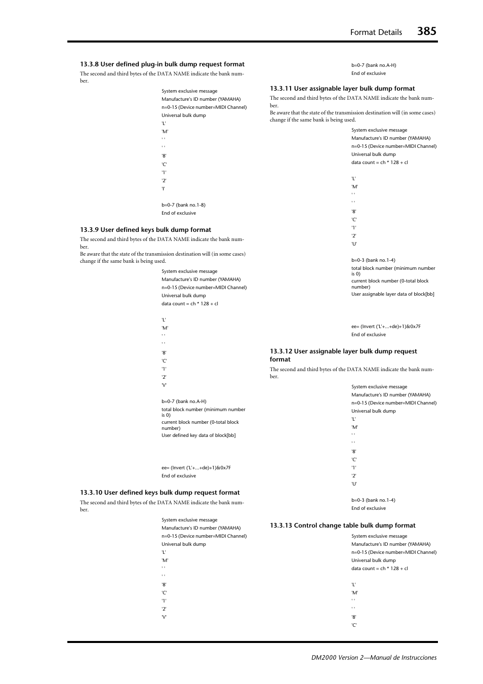 Format details | Yamaha DM 2000 User Manual | Page 385 / 410