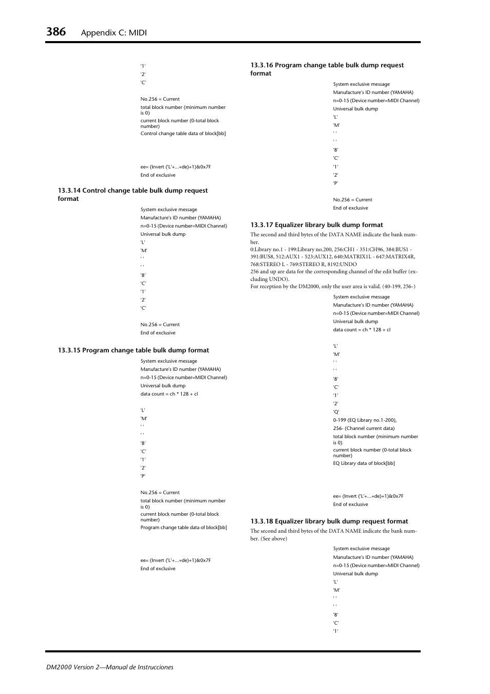 Appendix c: midi | Yamaha DM 2000 User Manual | Page 386 / 410