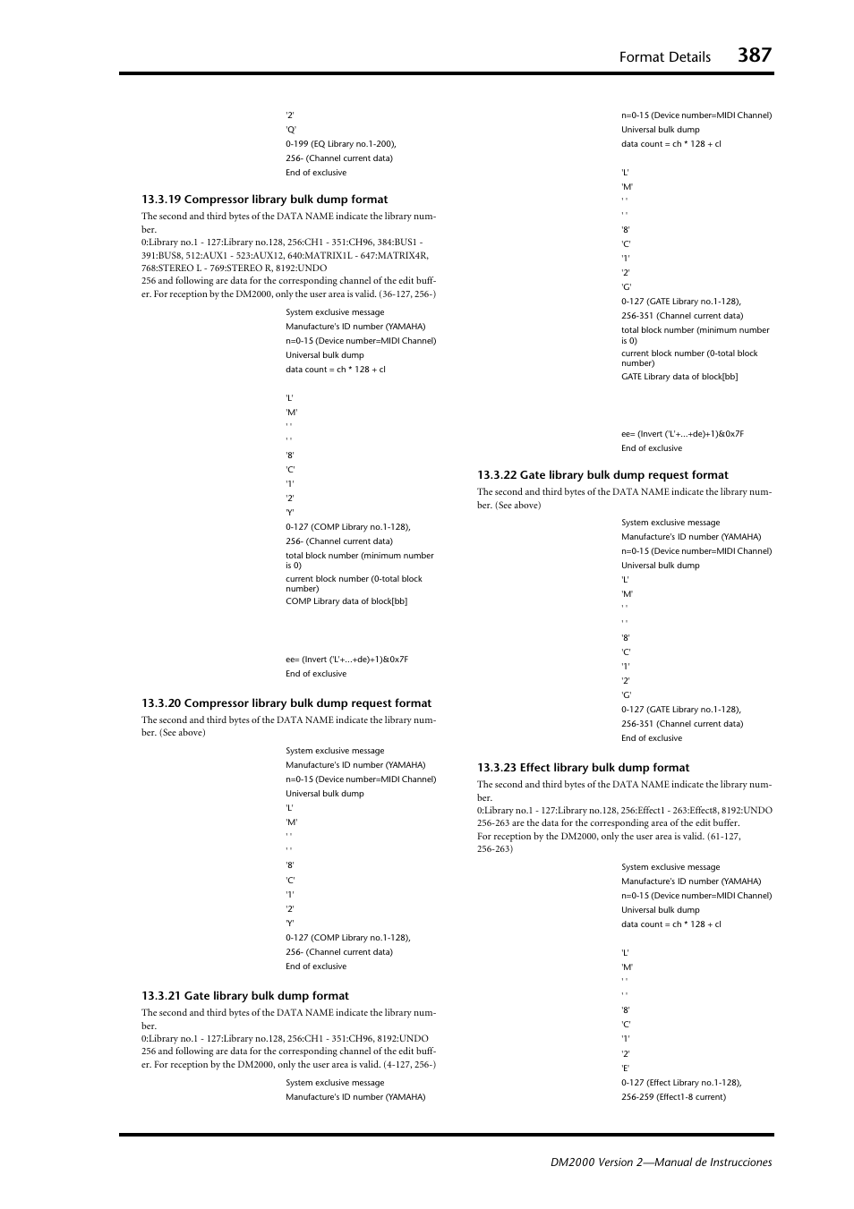 Format details | Yamaha DM 2000 User Manual | Page 387 / 410