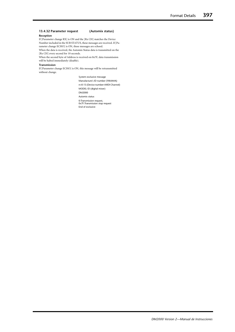 Format details | Yamaha DM 2000 User Manual | Page 397 / 410