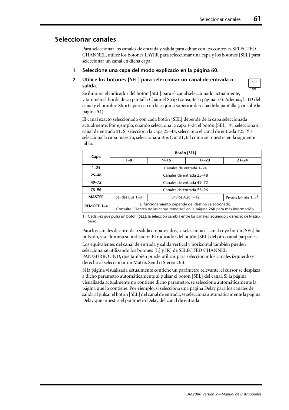 Seleccionar canales | Yamaha DM 2000 User Manual | Page 61 / 410