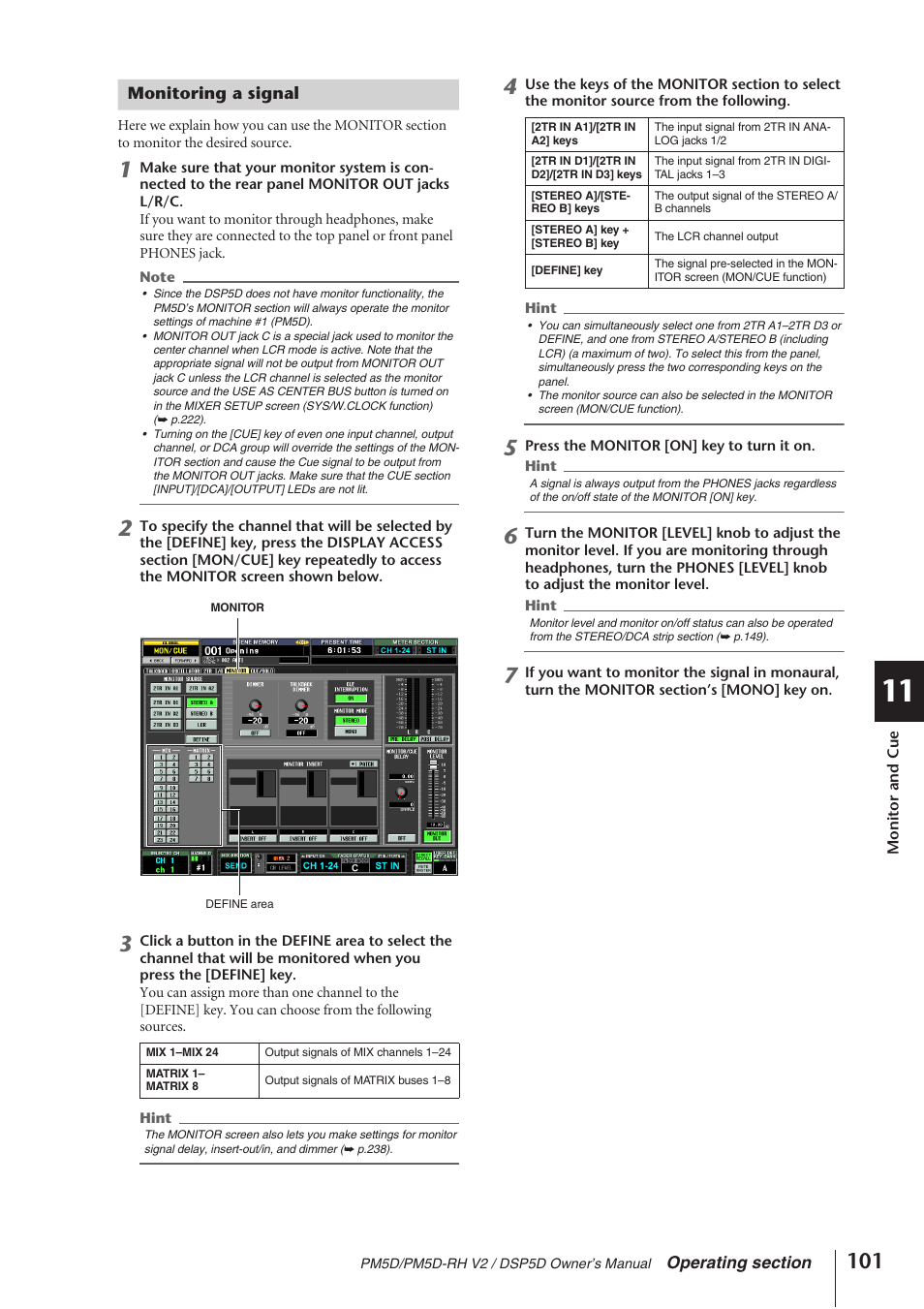 Monitoring a signal | Yamaha DSP5D User Manual | Page 101 / 409