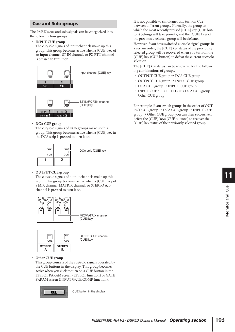 Cue and solo groups | Yamaha DSP5D User Manual | Page 103 / 409