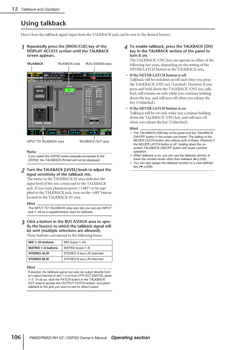 Using talkback | Yamaha DSP5D User Manual | Page 106 / 409