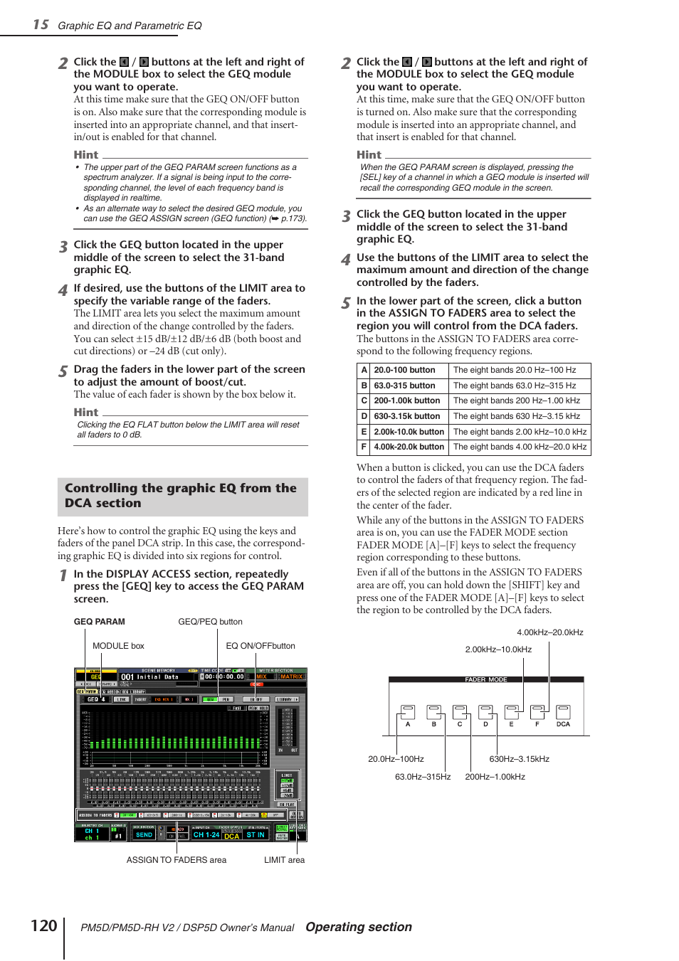 Controlling the graphic eq from the dca section | Yamaha DSP5D User Manual | Page 120 / 409