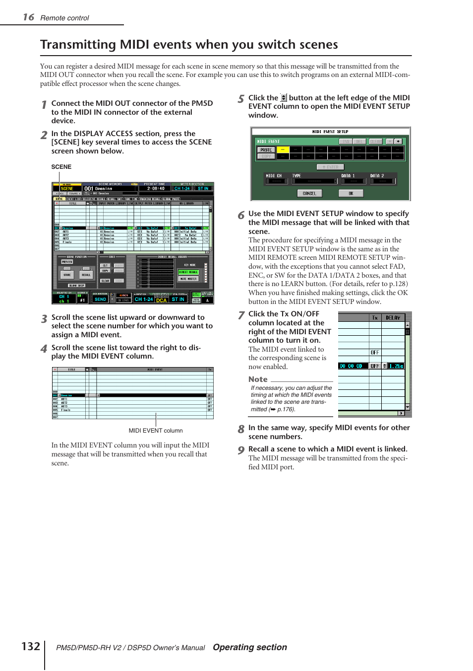 Transmitting midi events when you switch scenes | Yamaha DSP5D User Manual | Page 132 / 409