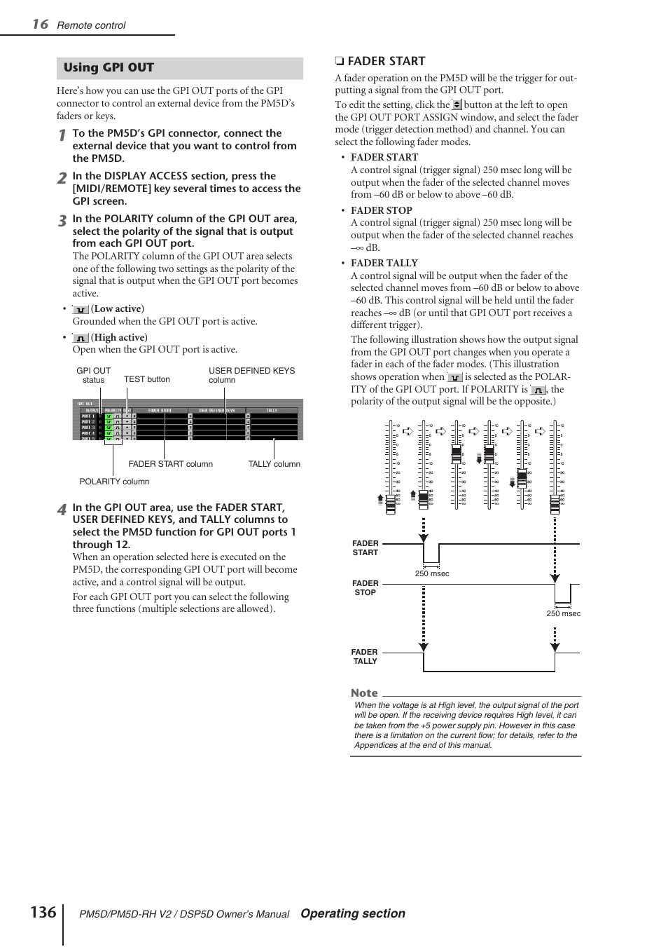 Using gpi out | Yamaha DSP5D User Manual | Page 136 / 409