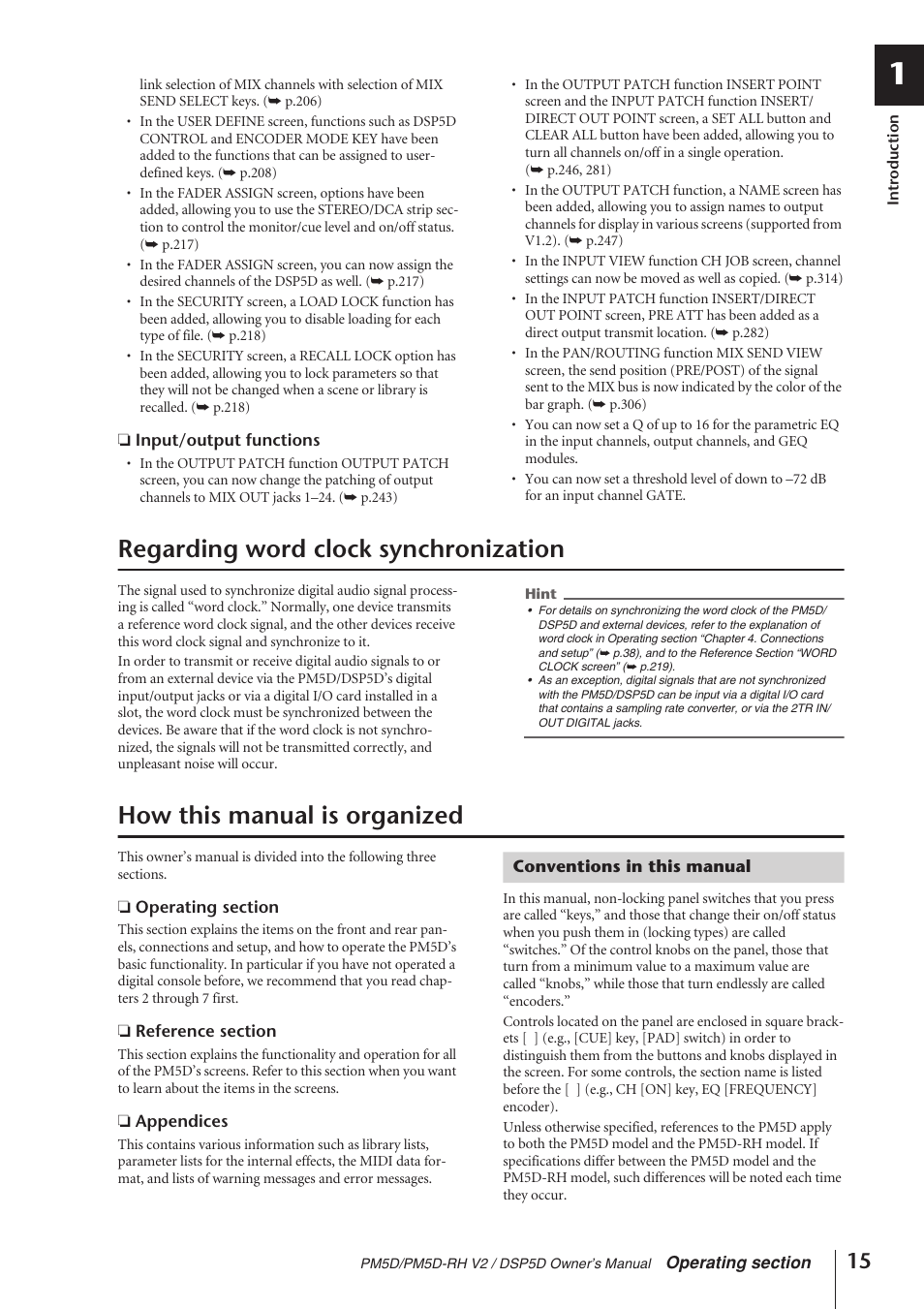 Regarding word clock synchronization, How this manual is organized, Conventions in this manual | Yamaha DSP5D User Manual | Page 15 / 409