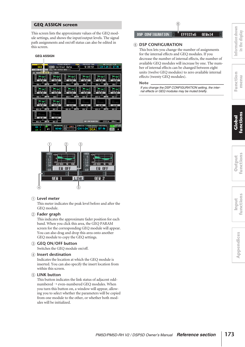 Geq assign screen | Yamaha DSP5D User Manual | Page 173 / 409