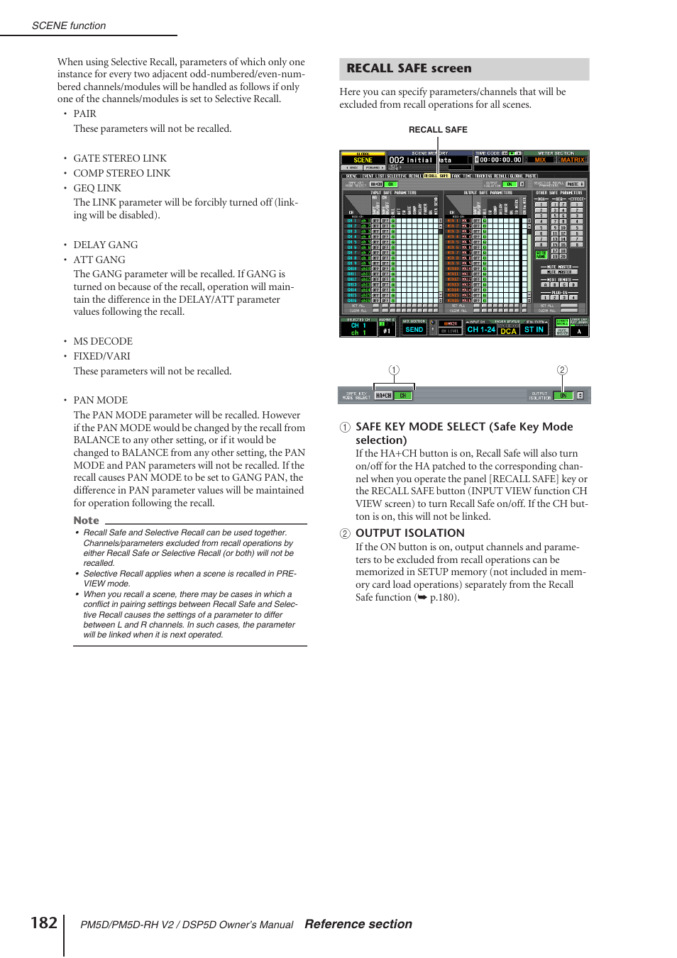 Recall safe screen | Yamaha DSP5D User Manual | Page 182 / 409