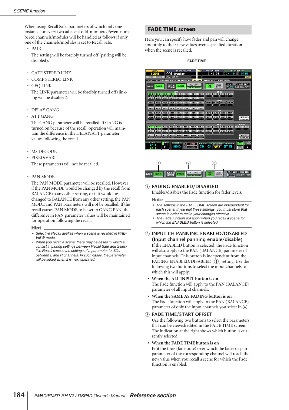 Fade time screen | Yamaha DSP5D User Manual | Page 184 / 409