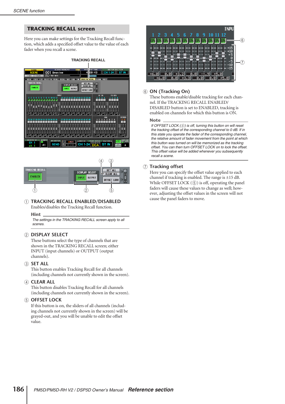 Tracking recall screen | Yamaha DSP5D User Manual | Page 186 / 409