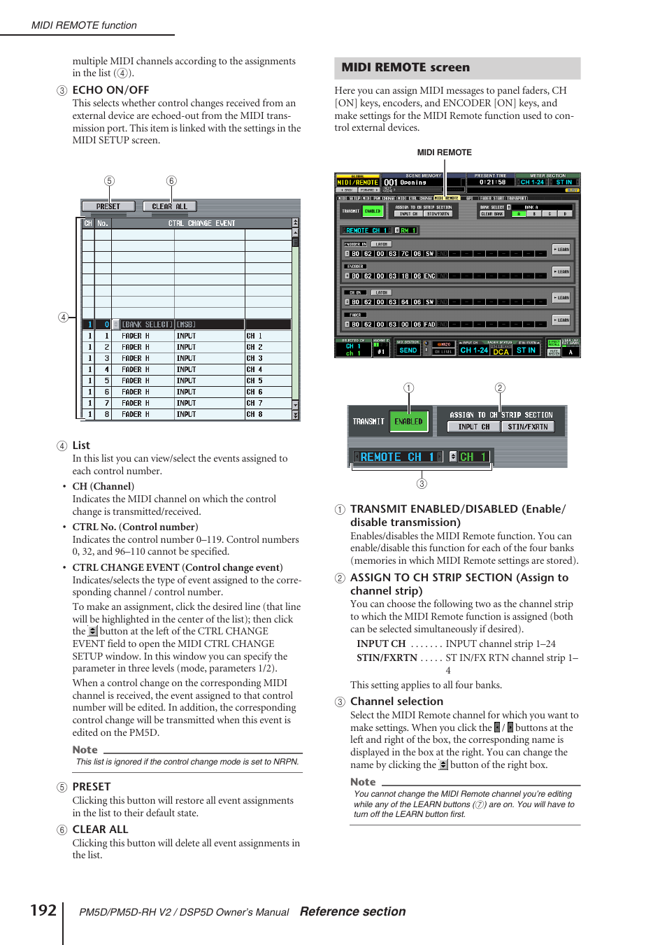 Midi remote screen | Yamaha DSP5D User Manual | Page 192 / 409