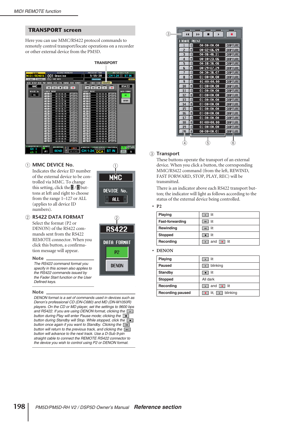 Transport screen | Yamaha DSP5D User Manual | Page 198 / 409