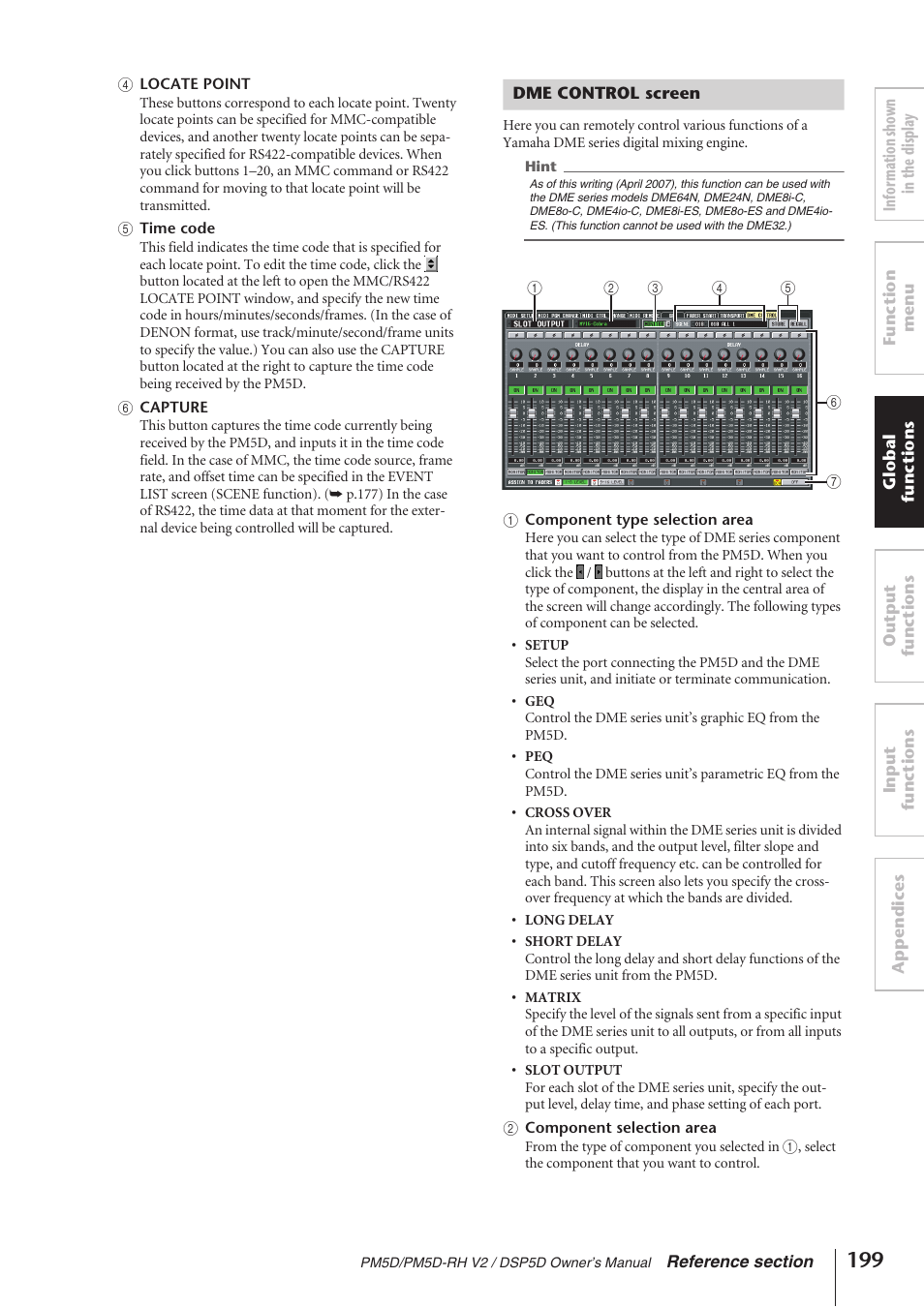 Dme control screen | Yamaha DSP5D User Manual | Page 199 / 409