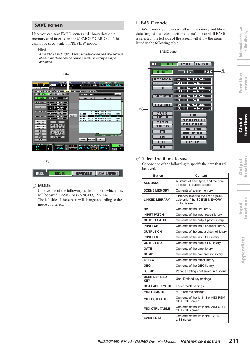 Save screen | Yamaha DSP5D User Manual | Page 211 / 409