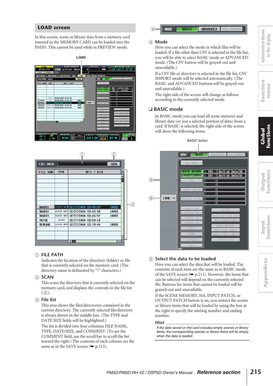 Load screen | Yamaha DSP5D User Manual | Page 215 / 409